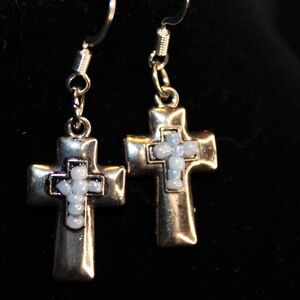 Cross earrings handcrafted.